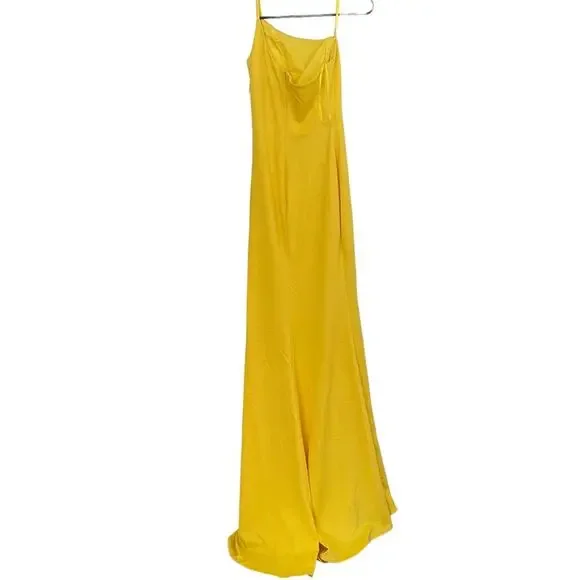 La Femme One-Shoulder Yellow Slit Jersey Gown Size 00 - Picture 4 of 6
